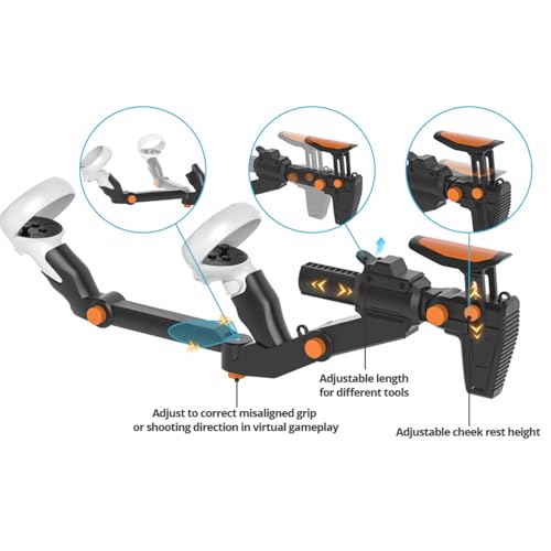 VR Gunstock for Quest 2 3 3S Pro – Adjustable FPS Controller Accessories with Magnetic Attachment K7582
