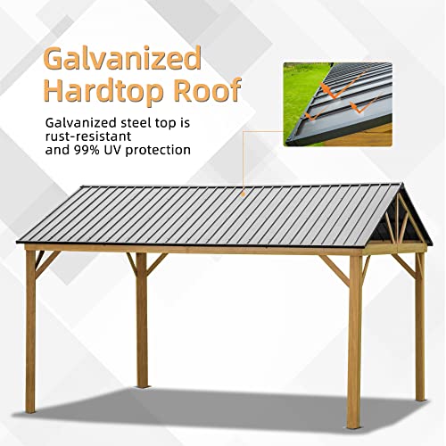 10 x 10 ft Hardtop Gazebo with Netting and Curtains, Galvanized Steel Roof for Patio and Garden X50618