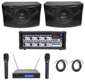 (2) Rockville KPS12 12" 3-Way 1600w Karaoke/Pro Speakers+Amplifier+Wireless Mics