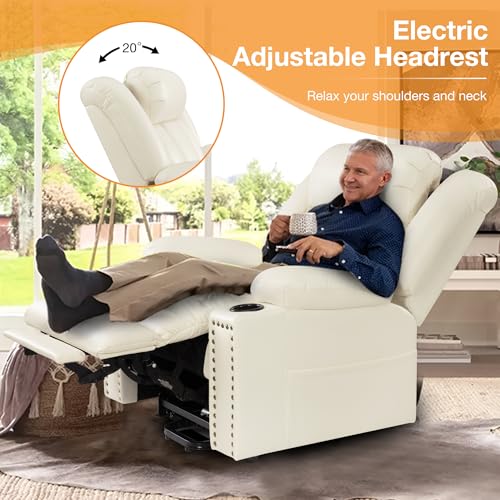 Large Power Lift Recliner Chair for Elderly with Heat and Massage, USB Port, Dark Brown A742