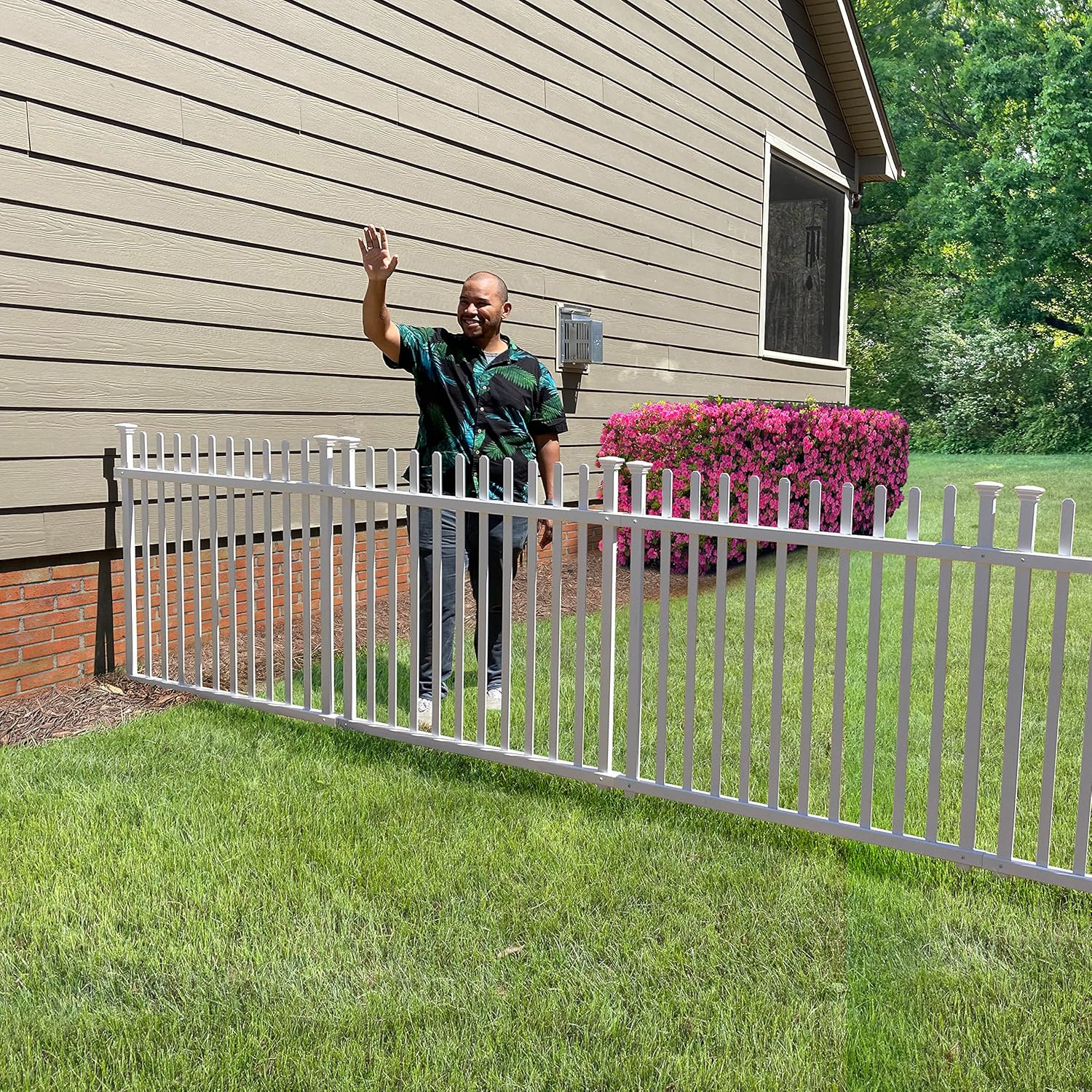 Vinyl Picket Fence 44" W x 41" H 2 Pack with No-Dig Gate Kit 59.7" W x 41.1" H V486
