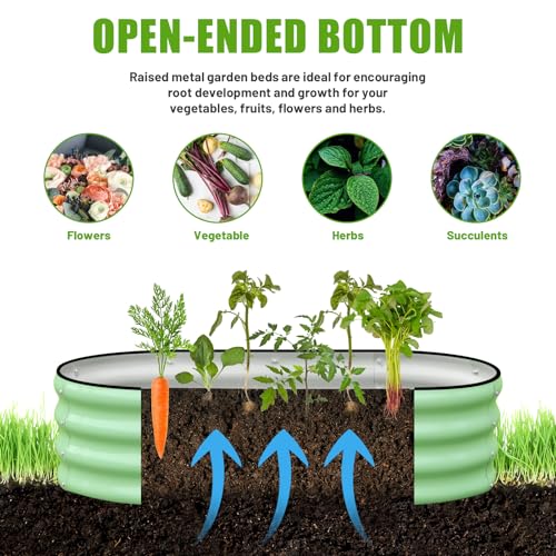 Galvanized Raised Garden Bed, 4x2x1ft Oval Metal Planter Box for Outdoor Vegetables T107625