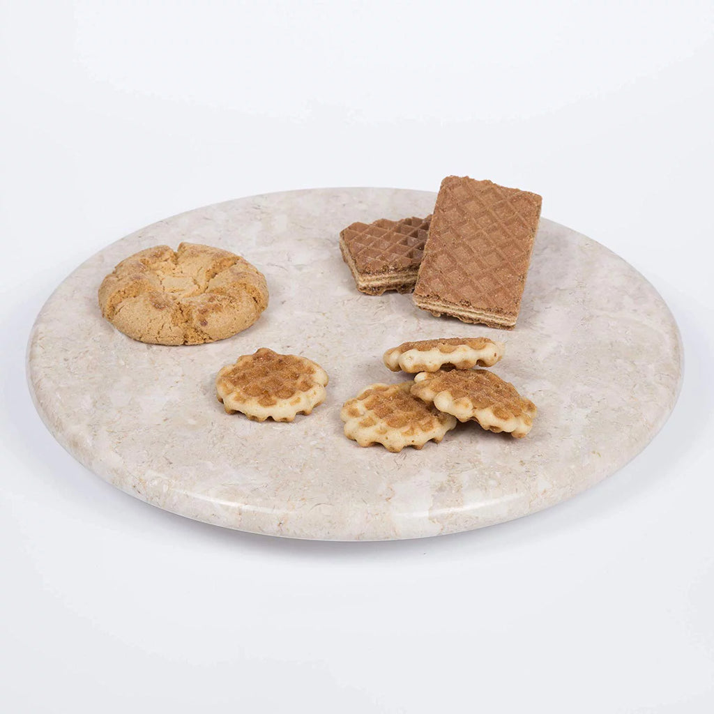 Natural Champagne Marble 12" Lazy Susan Serving Board E65638