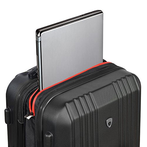 Expandable Carry-On Spinner Suitcase with Aluminum Locking System, Purple/Black U848251