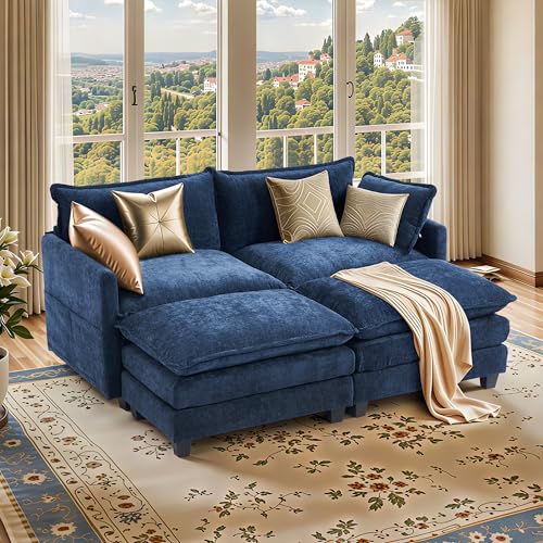 Chenille Lounge Chair with Ottoman, Beige W1064