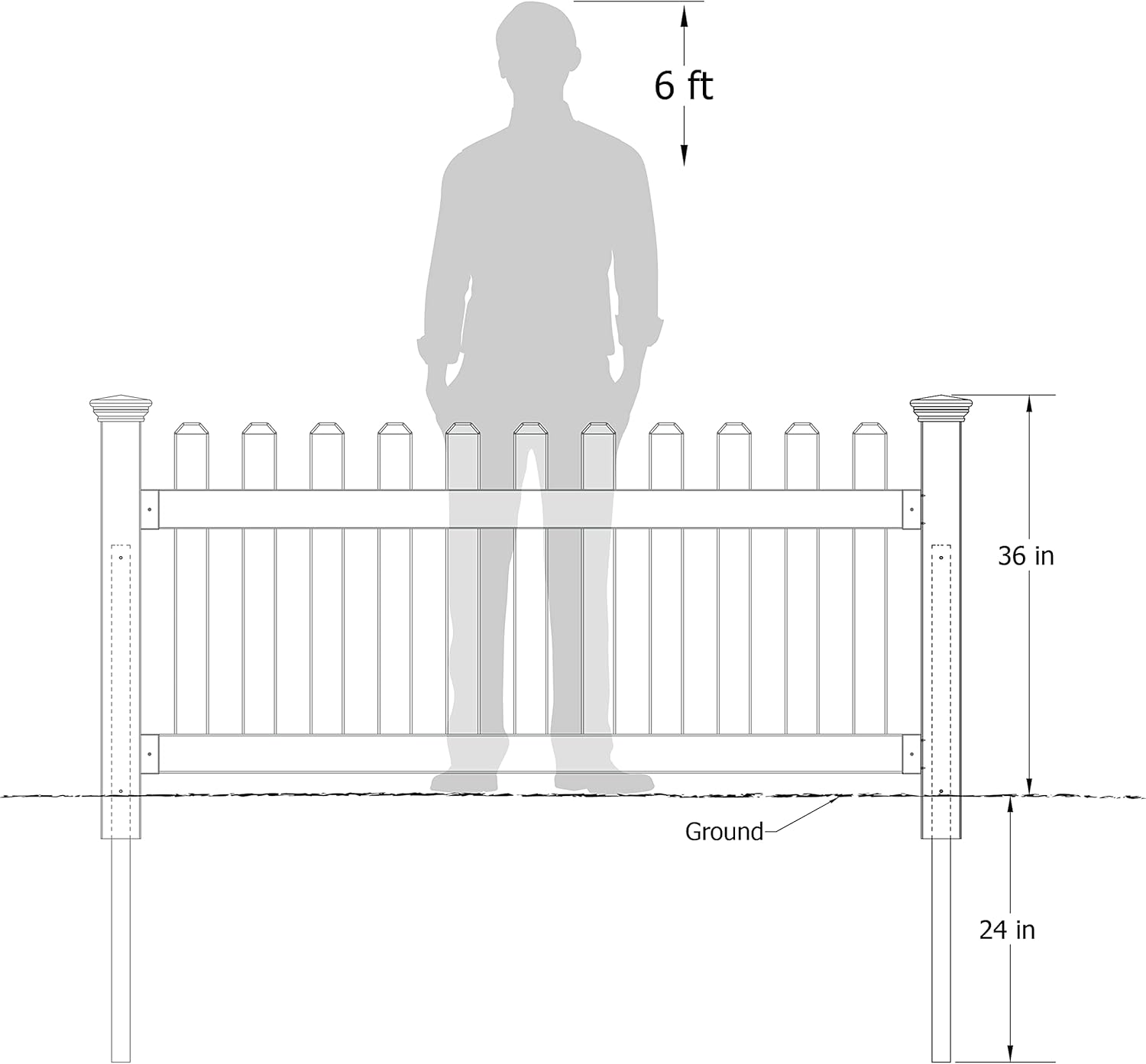 Vinyl Post, 3 ft Tall, White O3006