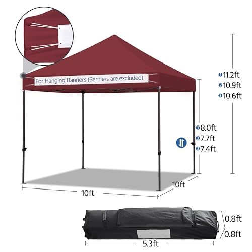 Heavy Duty Pop Up Canopy Tent 10x20 with Wheeled Carry Bag, White X6840