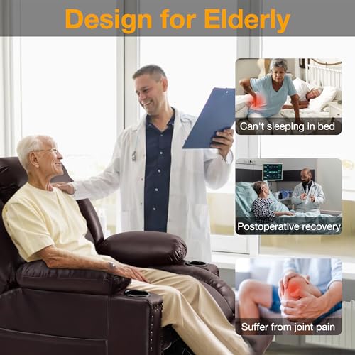 Large Power Lift Recliner Chair for Elderly with Heat and Massage, USB Port, Dark Brown A742