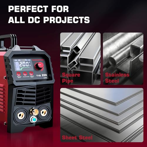 TIG Welder 200A, Dual Voltage 110V/220V, TIG/Stick 2 in 1 with LED Display I237