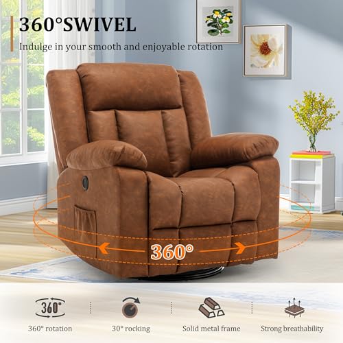 Swivel Glider Recliner Chair with Massage and Heating U85854
