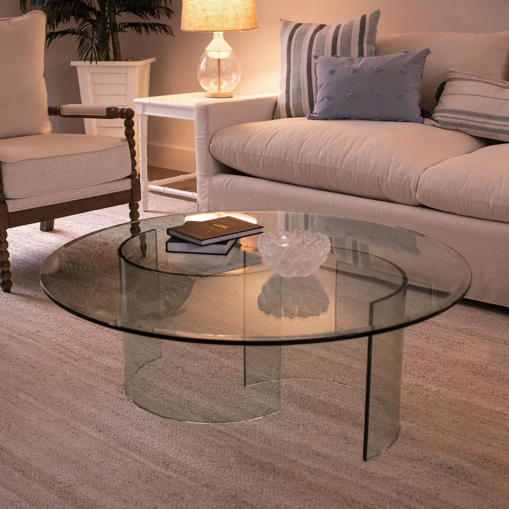 27" Round Tempered Glass Table Top with Polished Edge D437253