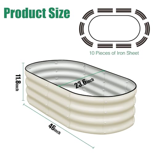 Galvanized Raised Garden Bed, 4x2x1ft Oval Metal Planter Box for Outdoor Vegetables T107625