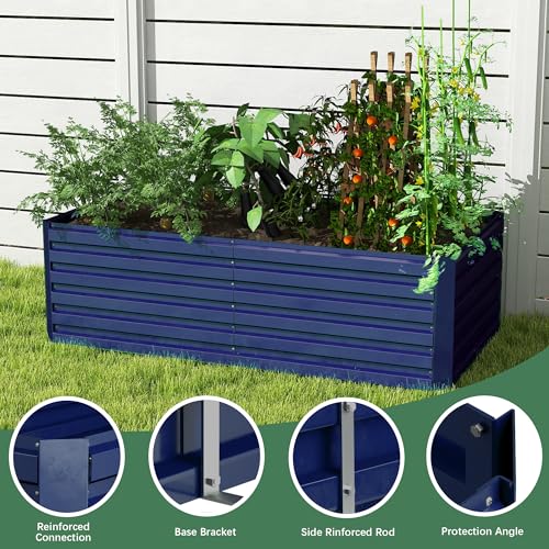 Galvanized Raised Garden Bed 8x4x2ft, Large Metal Planter Box for Vegetables, Flowers, Herbs J9369