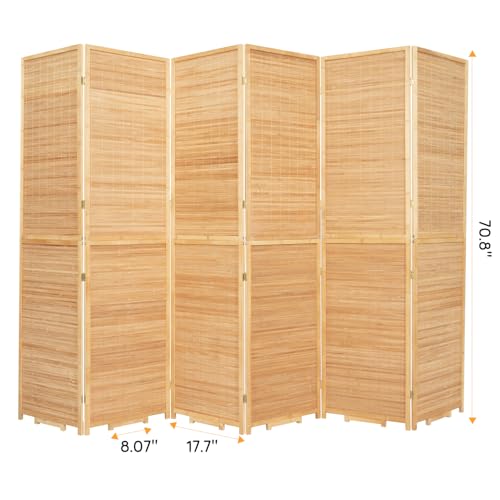 Bamboo Room Divider Folding Privacy Screen, 4 Panel, Beige T32841