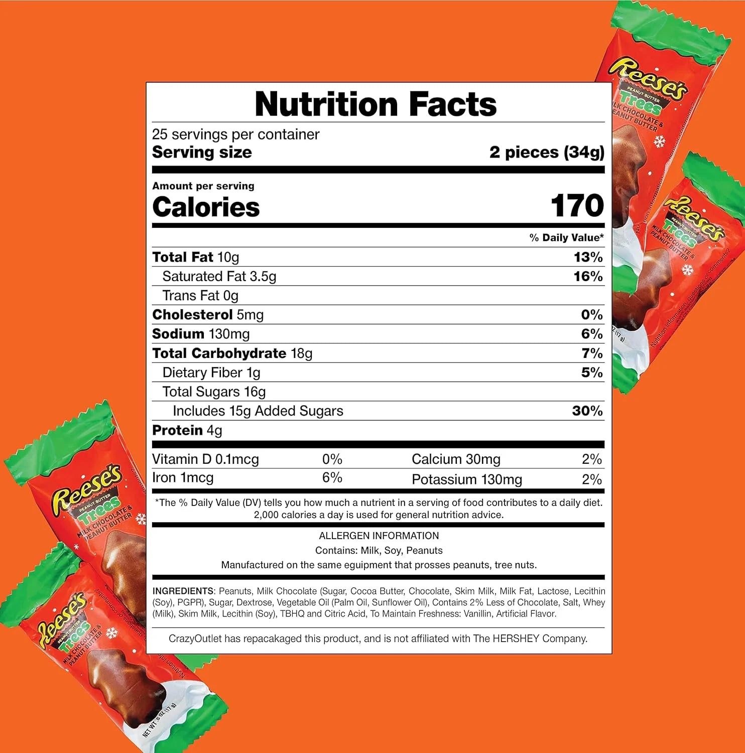 Milk Chocolate Peanut Butter Christmas Trees Candy, 4 Pounds B44234