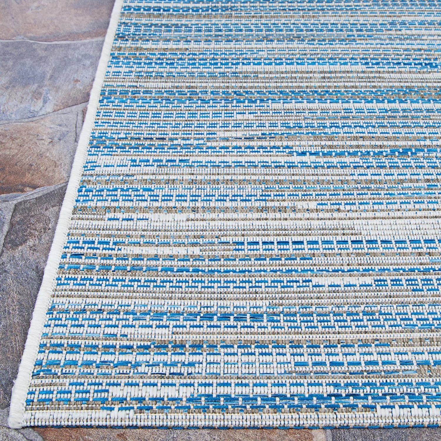 Indoor/Outdoor Area Rug, 5'3" x 7'6", Ocean-Champagne A608642