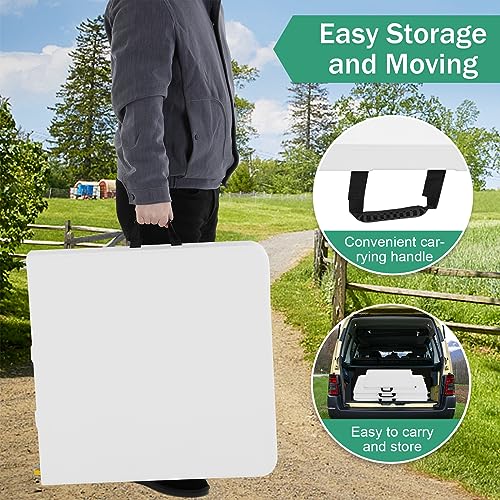 Heavy Duty Plastic Folding Table with Carrying Handle, Adjustable Height R958430