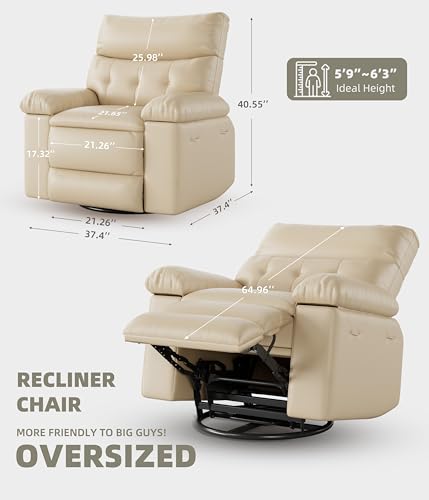 Electric Swivel Massage Chair, Power Rocking Recliner with Vibration and Heating, PU Leather Single Sofa with USB Port and Storage L680