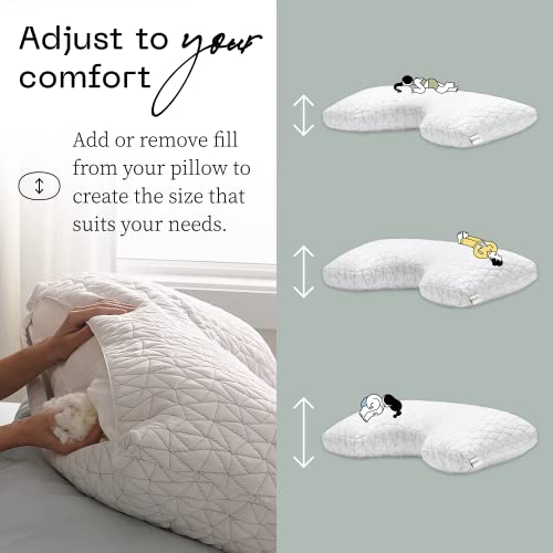 Adjustable Queen Bed Pillow, Cross Cut Memory Foam, Medium Firm for Side and Back Sleepers Q8246