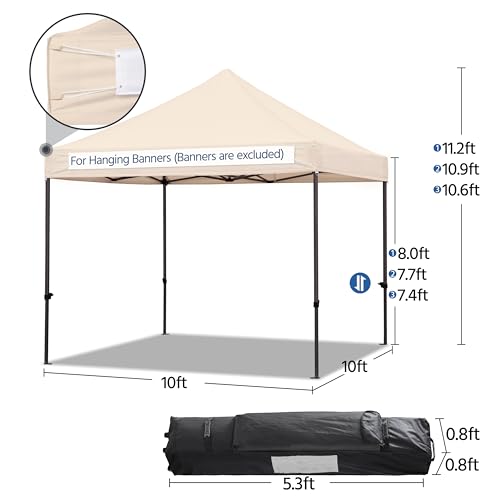 Heavy Duty Pop Up Canopy Tent 10x20 with Wheeled Carry Bag, White X6840