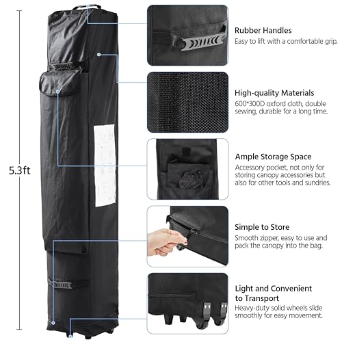 Heavy Duty Pop Up Canopy Tent 10x20 with Wheeled Carry Bag, White X6840