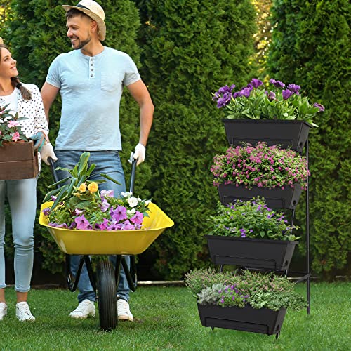 Raised Garden Bed 4 Tier Vertical Planter with Legs for Indoor Outdoor Use V653