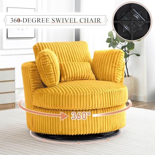 Swivel Barrel Chair with Ottoman for Living Room Bedroom, White W553228
