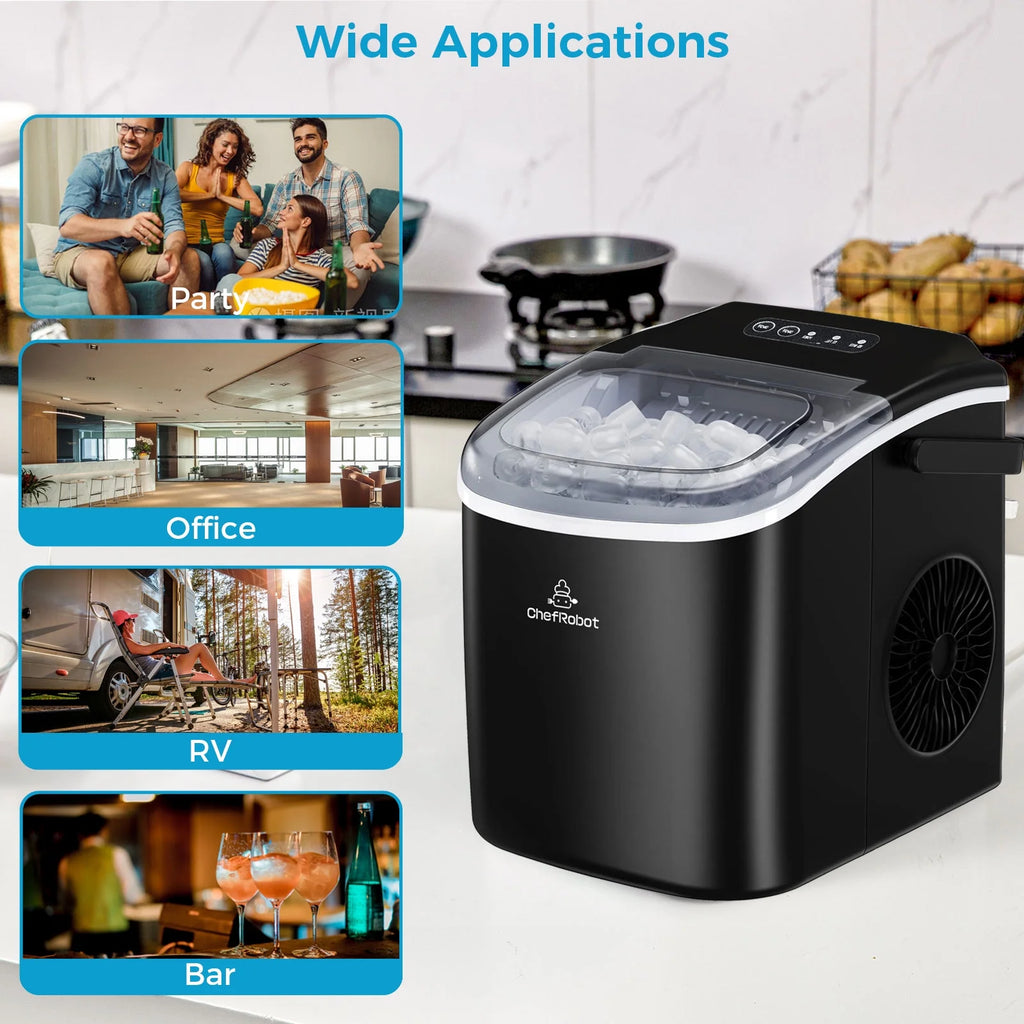 Ice Maker Countertop, Self-Cleaning with Ice Scoop and Basket J796