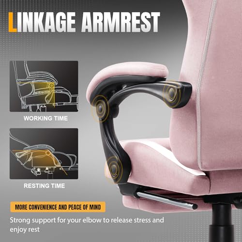 Gaming Chair Ergonomic Office Chair with Foot Rest, Breathable Fabric Computer Chair with Headrest and Lumbar Support V504535
