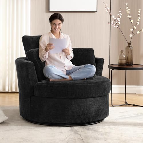 Swivel Barrel Chair with Ottoman for Living Room Bedroom, White W553228