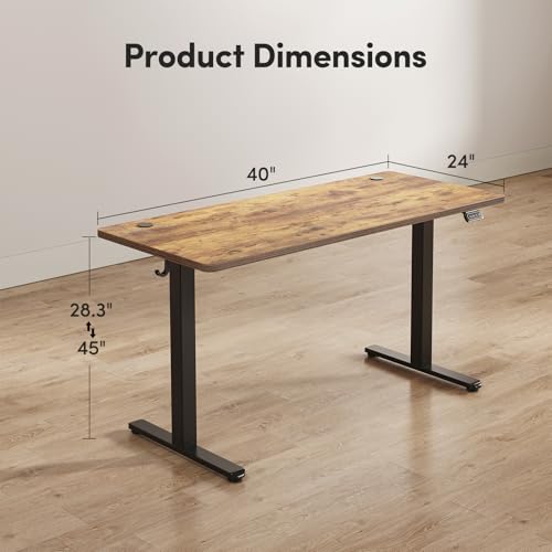 Electric Standing Desk Adjustable Height, 40 x 24 Inch Sit and Stand Desk, Home Office Desk O959