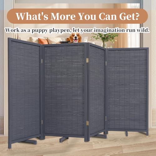 Bamboo Room Divider Folding Privacy Screen 4 Panel Freestanding F401