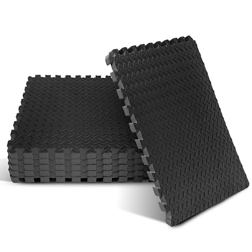 Puzzle Exercise Mat for Home Gym, EVA Interlocking Foam Floor Tiles with Border I79139