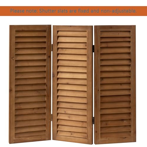 Wood Short Room Divider 3 Panel, 2.6 Ft Tall Folding Partition, White Freestanding Wall for Home Office J532
