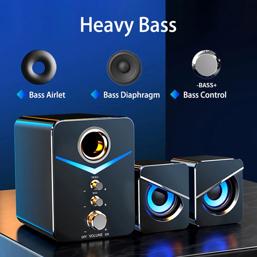 Computer Speaker Set with Subwoofer, USB-Powered 2.1 Multimedia Speakers, 3.5mm Aux Input, Black M176