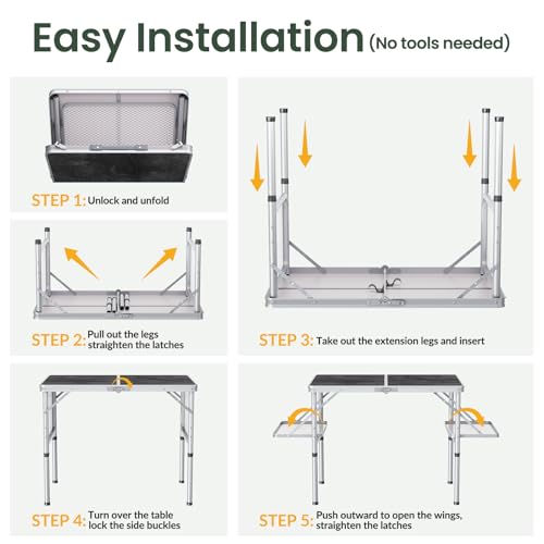 Folding Camping Table Small 2ft Portable Aluminum W647