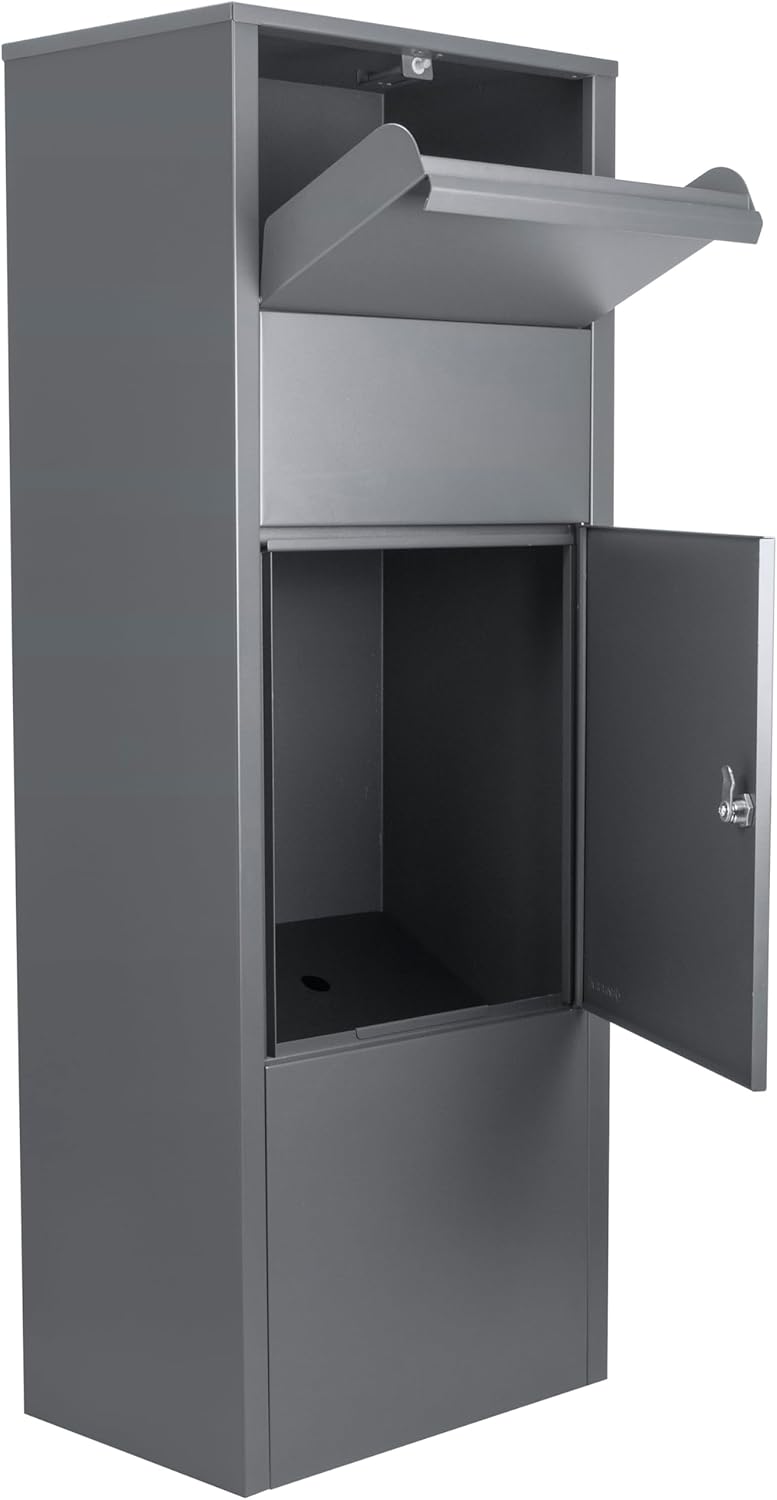 Steel Parcel Drop Box with Tamper-Resistant Slot & Key Lock W61480