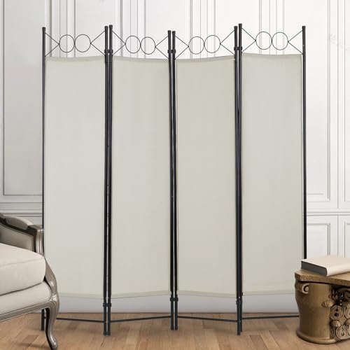 4 Panel Room Divider 6FT Steel Frame Folding Privacy Screen S6430