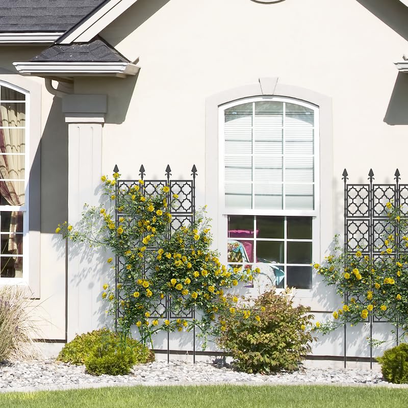 3 Pack Garden Trellis for Climbing Plants, Rustproof Metal, White D869