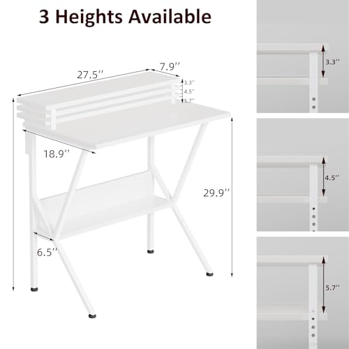 Small Desk with Adjustable Monitor Stand for Small Spaces, Grey D8453