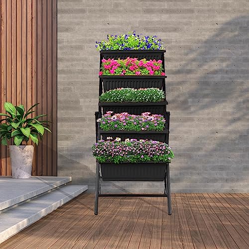 Vertical Raised Garden Bed, 5 Tiers Elevated Planter Box with Hooks for Vegetables Flowers T135112