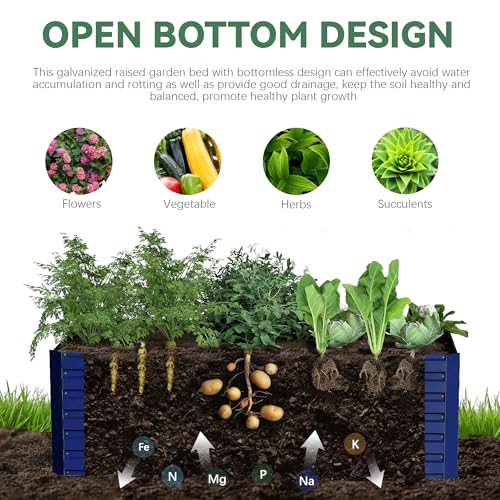 Galvanized Raised Garden Bed 8x4x2ft, Large Metal Planter Box for Vegetables, Flowers, Herbs J9369