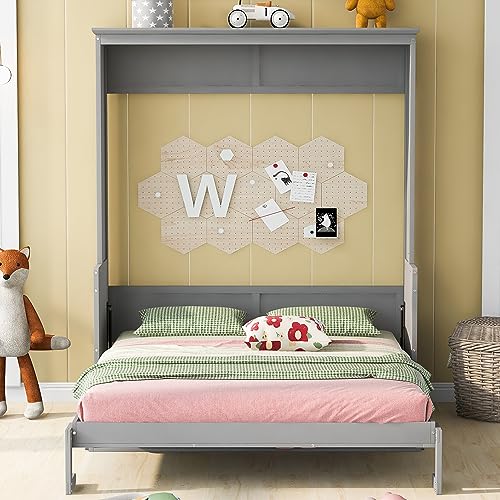 Queen Size Murphy Bed with Cabinet and LED Lights P178570