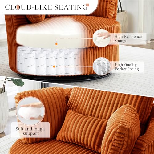 Swivel Barrel Chair with Ottoman for Living Room Bedroom, White W553228