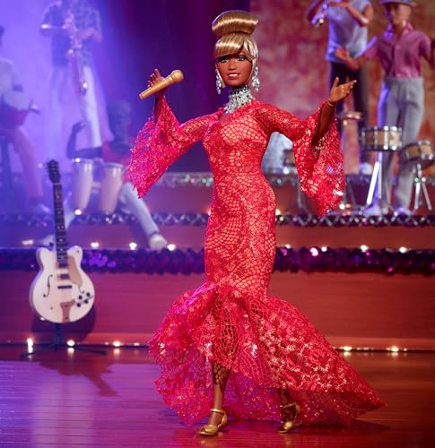 Celia Cruz Queen of Salsa Collectible Doll with Red Lace Dress and Golden Microphone Y261