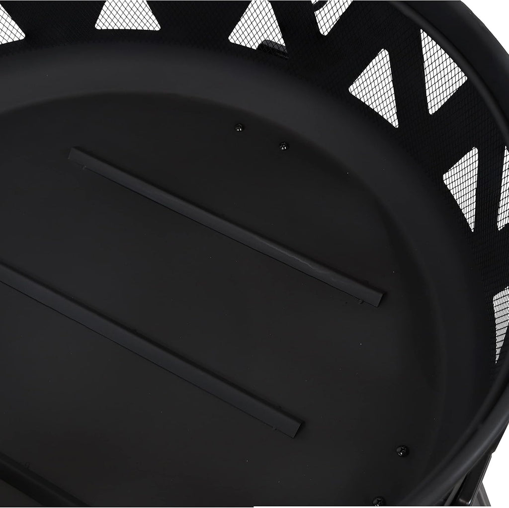 25-Inch Steel Wood-Burning Fire Pit with Poker and Spark Screen L942592