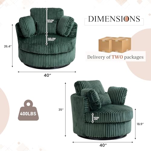 Swivel Barrel Chair with Ottoman for Living Room Bedroom, White W553228