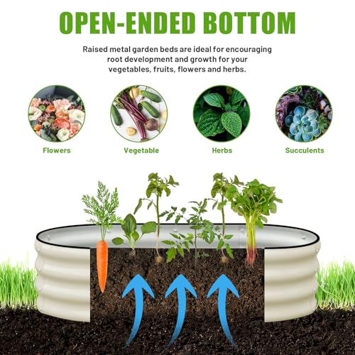 Galvanized Raised Garden Bed, 4x2x1ft Oval Metal Planter Box for Outdoor Vegetables T107625