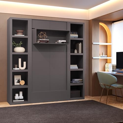 Queen Murphy Wall Bed with Two Bookshelves Y365306