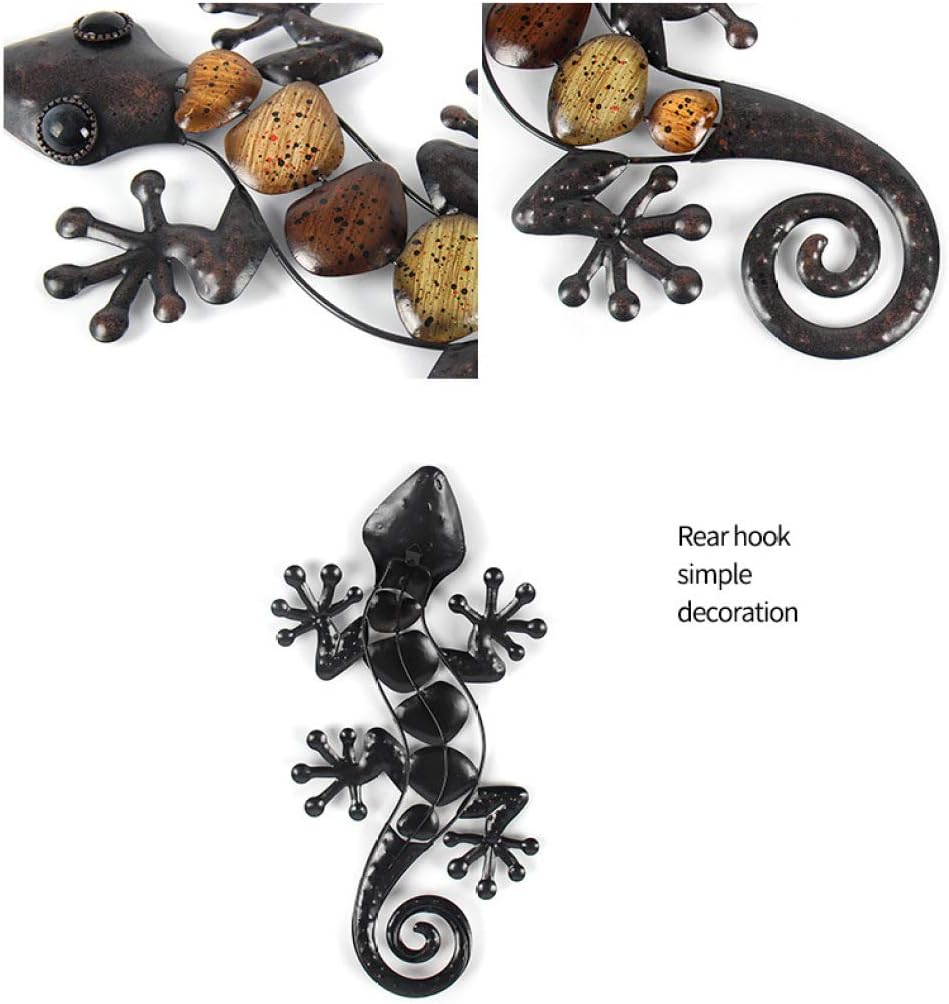 Metal Gecko Wall Decor for Garden Outdoor Statues 2 Pack C432